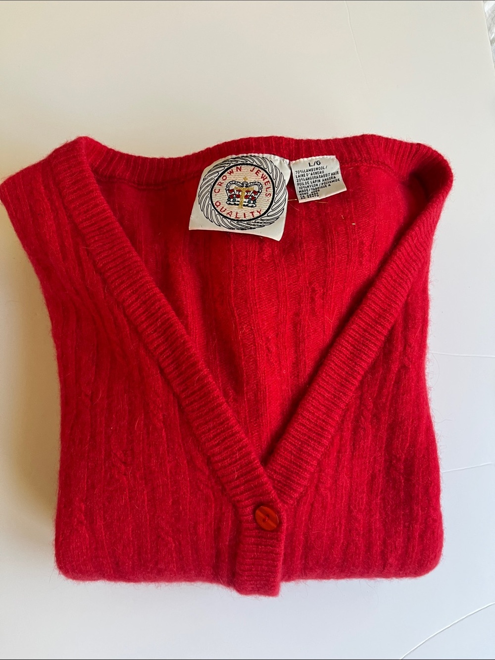 Crown Jewels Red Cable Knit Cardigan Size Medium